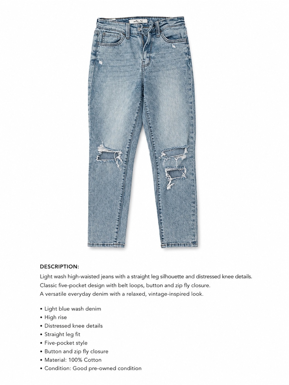 High-Rise Light Blue Distressed Women's Jeans